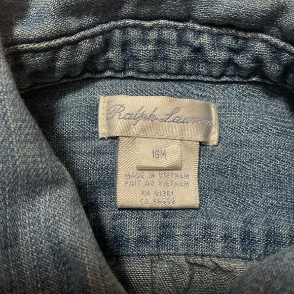 Ralph Lauren Baby Girl Chambray Denim Pintuck Shirt Long Sleeve - Picture 7 of 9